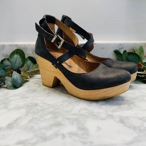 Free People Black Buena Vista Wooden Platform Clog